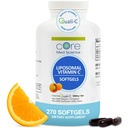 Liposomal C-vitamin 1000mg af Core Med Science, 270 Softgels - Non- GMO Natural Liposomal C-vitamin, der fremmer sund hud - immunsystemet Booster for voksne, understøtter Collagen Dannelse