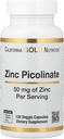 Zinkpicolinat, biotilgængelig form af zink, understøtter immunforsvar, 50 mg, 120 Veggie kapsler