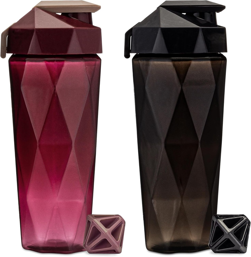 Klassisk 28 oz Blender Shaker Bottle 124; Protein Shaker Bottle med Diamond Agitator Shaker Cup med carriing Handle og Opvaskemaskine Safe Buddy 124; 2-Pack Black & Maroon