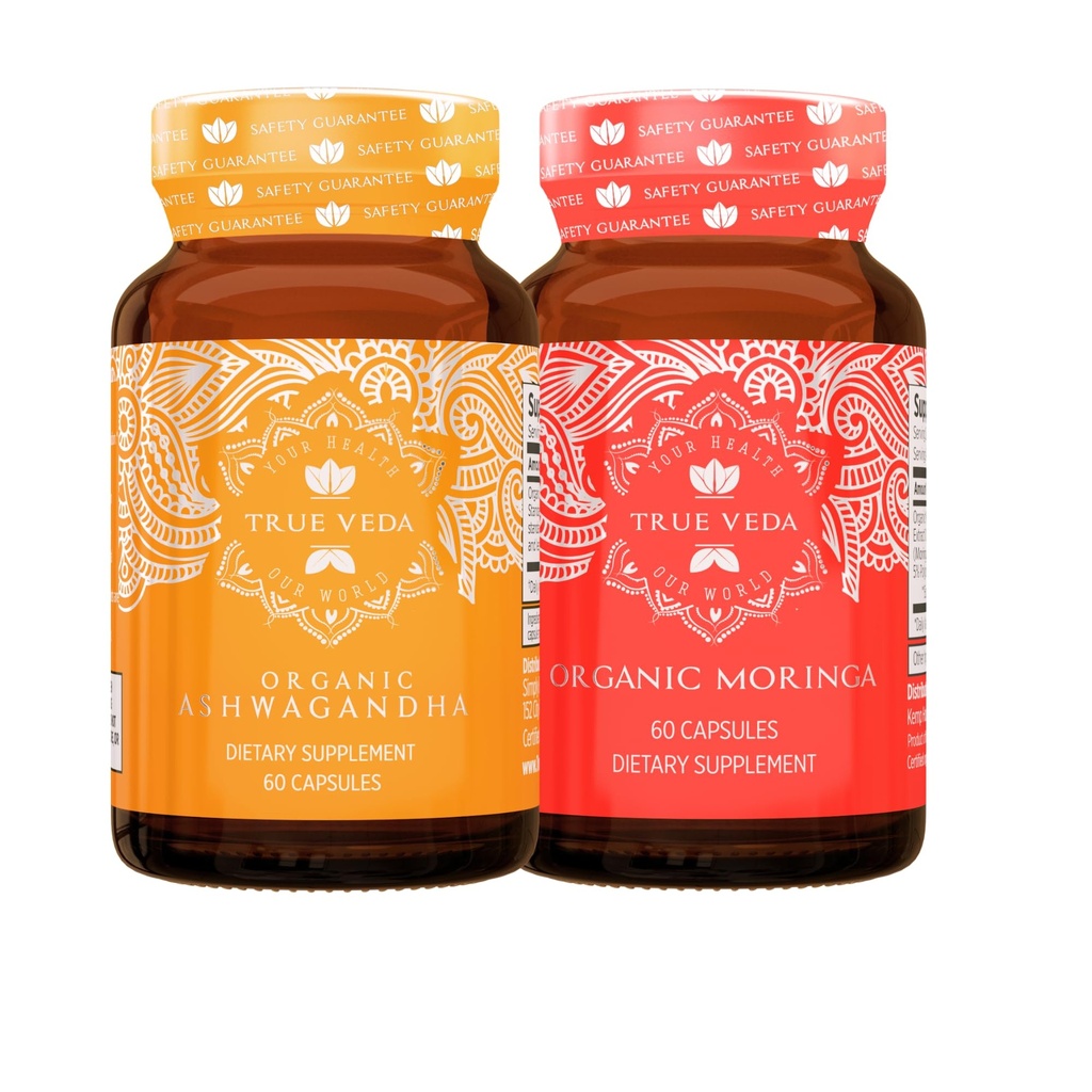 Sand Veda Energy Bundle USDA Organic Measures 124; Multi- Award- Winning Measures 124; Ashwagandha KSM- 66 ® Measures 124; Moringa Capsules