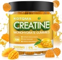 Creatinmonohydrat Gummier til mænd og kvinder 120 CT - 5600mg Creatinmonohydrat per servering, tyggetekerinmonohydrat til muskelstøtte & energi Boost, sukkerfri, Vegan (Mango Flavor)