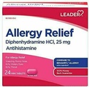 Leader Antihistamin Allergi Relief Diphenhydramin HCl, 25mg Mini Tablets, 24 Count