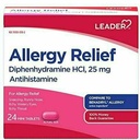 Leader Antihistamin Allergi Relief Diphenhydramin HCl, 25mg Mini Tablets, 24 Count