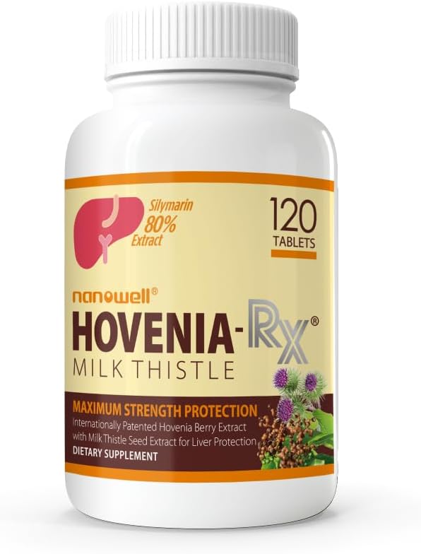 NANOWELL Hovenia- RX Milk Thistle - Leverstøtte supplement med 80% Silymarin Milk Thistle Seed Extract - 120 tabletter, 30 dages forsyning