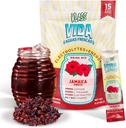 Hydration + Energy Electrolyte Drink Mix - Hibiscus Agua Fresca Flavor 124; sukkerfrit pulver med koffein, L- Theanine, kokosolie vand & mineraler