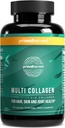 Primær Harvest Multi Collagen piller til kvinder og mænd (type I, II, III, V, X) 120 Kapsler w / C-vitamin til hår, hud, negle
