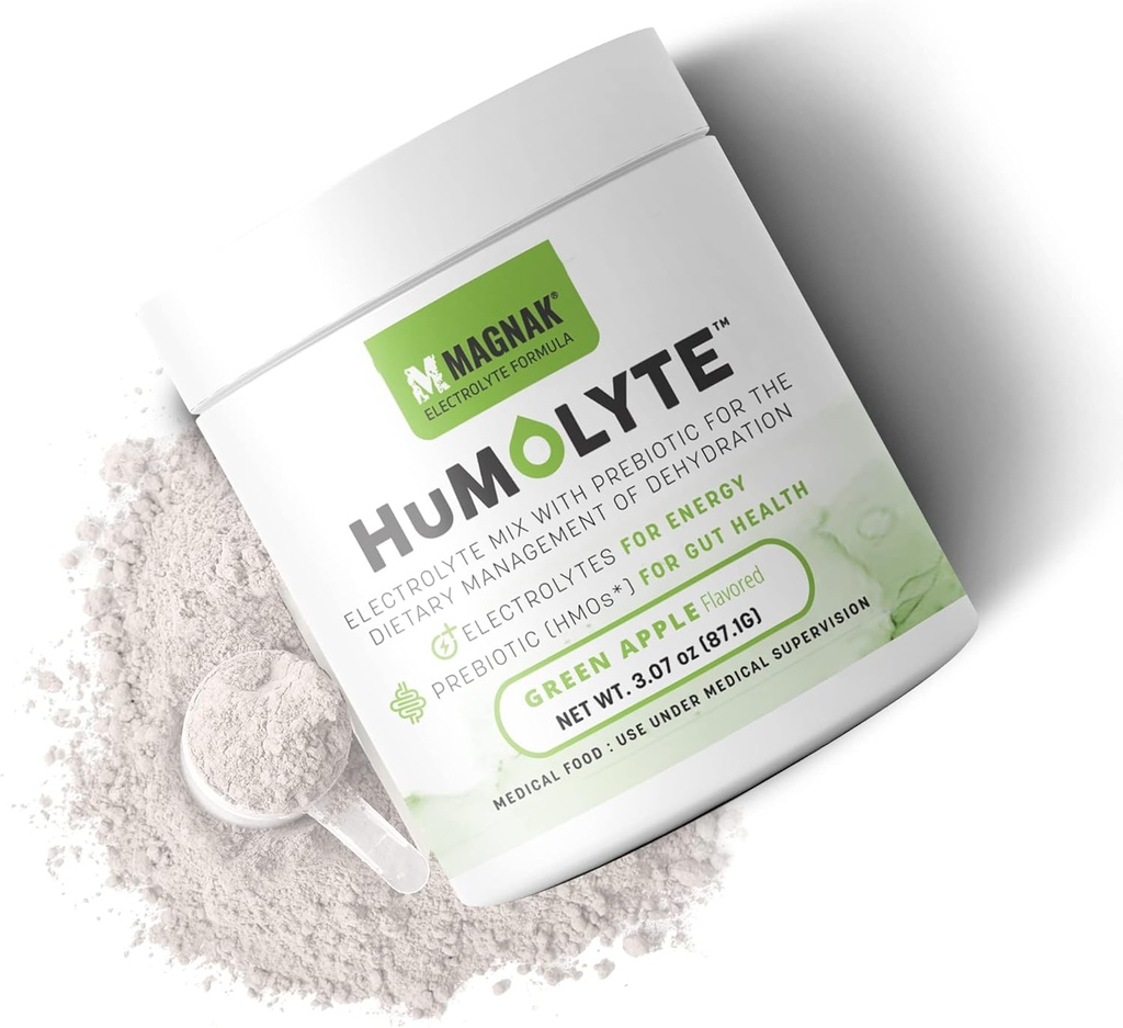 Humolyte Electrolyte Powder til Kemoterapi Patienter - Patenteret HMO Formel for hydrering & Gut Health - Prebiotic, Gluten- Free, Green Apple Flavor, 3.07 oz