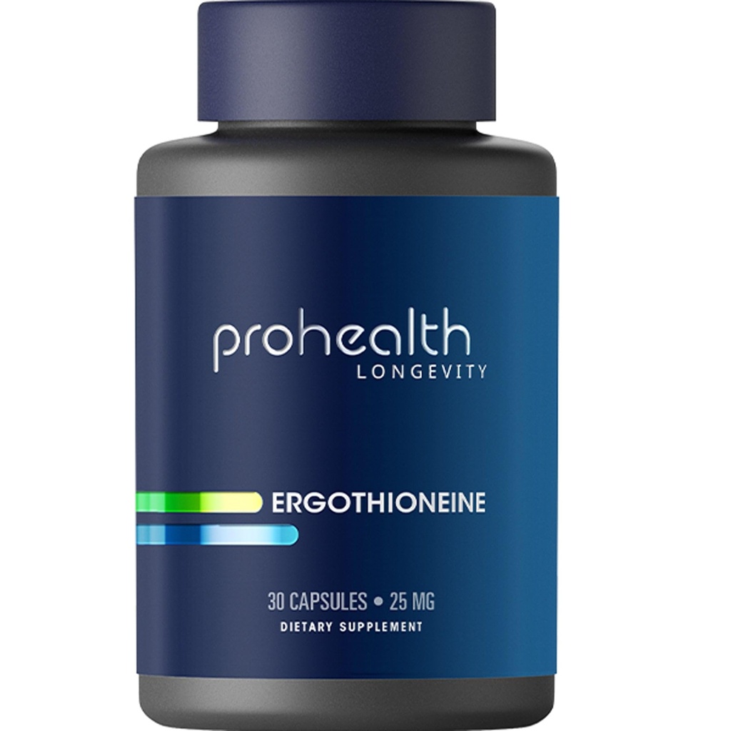 ProHealth Ergothioneine 5X Strength. 25mg Clinical Research Dosis. Natural Amino Acid Mushroom supplement til forbedret kognition, hjerte sundhed. Essential Longevity Vitamin. 25 mg / Servering, 30 Servering