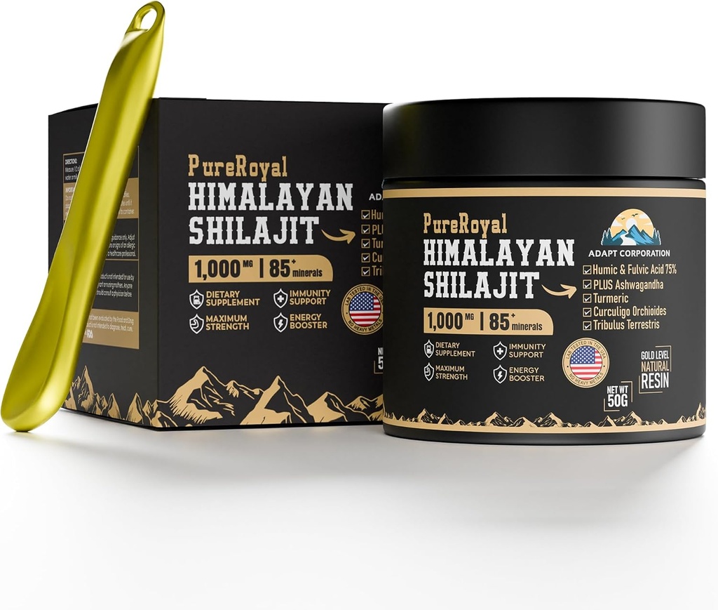 Himalayan Shilajit Resin - High Potency, 1100 MG Himalayan Extract, 75% + Fulvic Acid, Energy, Wellness & Immunity Support, 85 + Trace Minerals, Lab Testet, 50g Jar, 46 Serveringer
