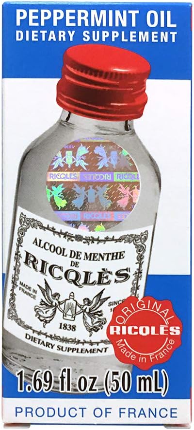 Ricqles Peppermint Oil Dietary Supplement (understøtter sund fordøjelse, Intestinal Comfort) (1,69 fl. oz) (1 flaske) (Produkt fra Frankrig)