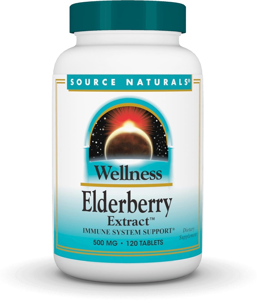 Source Naturals Wellness Elderberry Extract for Immunsystemet Support * - 500 mg, 120 tabletter