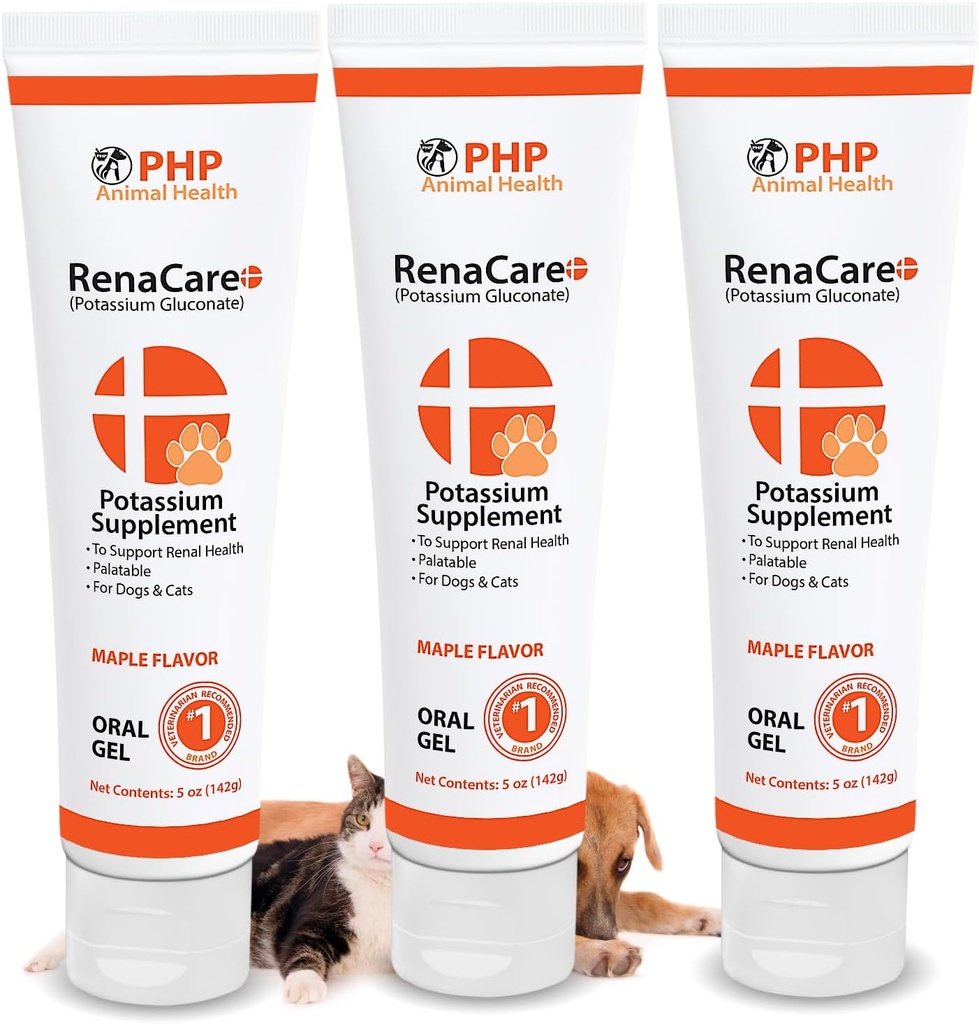 RenaCare K er til nyre K (kaliumgluconat) Kaliumtillæg Gel til hunde og katte, (15 oz) med Maple Flavor (Made in U.S.A)