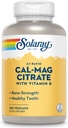 SOLARAY Calcium & Magnesium Citrate 2: 1 Ratio w / vitamin D-3, sunde knogler, muskel & nervesystem support, høj absorption 180 kapsler