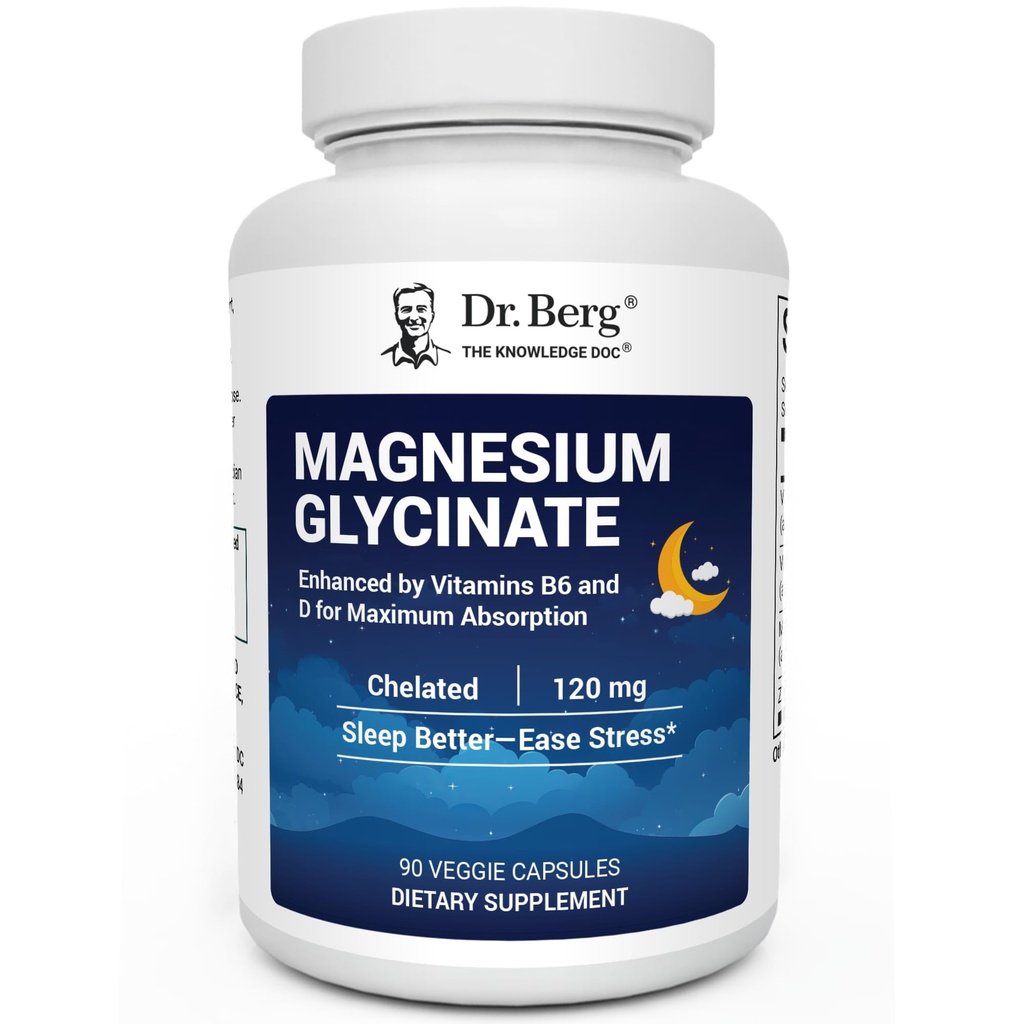 Dr. Berg Maksimal styrke 4- in-1 Chelated Magnesium Glycinate med ren, potent & Pure Ingredients