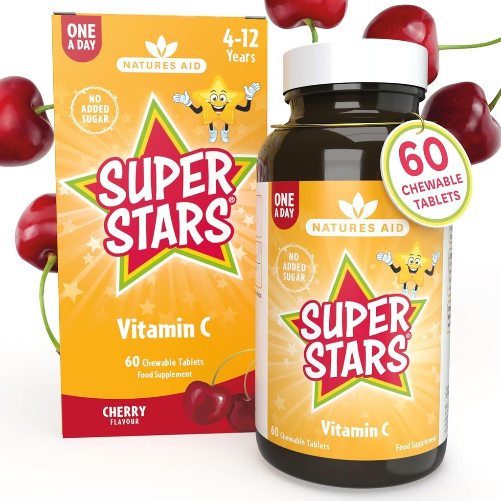 Hemir Natures Aid Super Stars C-vitamin til børn 4-12 år, 60 tyggetabletter