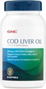 GNC Cod lever Oil Omega 3 tillæg, 260mg EPA og DHA, understøtter hjerte, hjerne, hud, øje og fælles sundhed, 90 Softgels