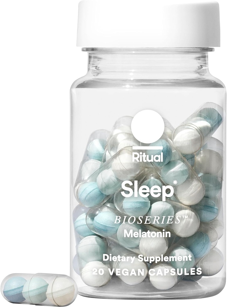 Ritual Sleep Bioserie ™ Melatonin: Sovehjælp til voksne, Sovetilskud med tidsfrigivne kapsler, Vegansk Drug Free Sleep Vitaminer til All Night Sleep Support, 20 Kapsler