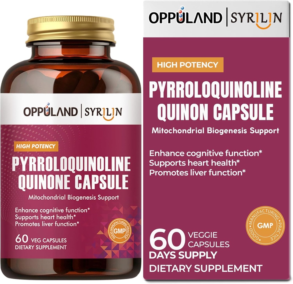 Pyrroloquinolin Quinone- PQQ Supplement 20 mg- Understøtter hjerte sundhed * -Gluten- fri, Non- GMO, Vegetar- 60 Veg kapsler