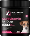Sunde Bite 12 i 1 Multivitamin til hunde - Hud og Coat supplement, immunforsvar, Pet Vitaminer, Calcium til hunde lavet i USA - 120 Tæl