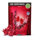 PowderVitamin Electrolytes Powder Plus (100 Servere) Hibiscus Electrolyte Powder Zero Calorie Keto, 0 Sugar, No Maltodextrin, 1000mg Kalium, 120mg Calcium, 120mg Magnesium, Hydrationspulver