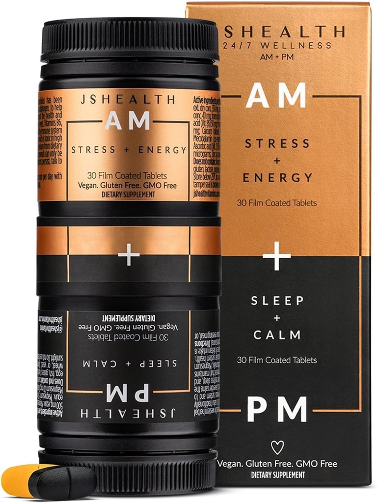 JSHealth Vitaminer, AM + PM Formel 124; Daglig Multivitamin for kvinder og mænd (60 tabletter, 30 dages forsyning)