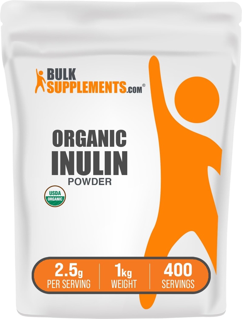 BulkSupplements.com Organic Inulin Powder - Inulin Supplement, Opløselig Fiber Powder - Vegan & Gluten Free - 2,5 g per Serving, 1kg (2.2 lbs) (Pack of 1)
