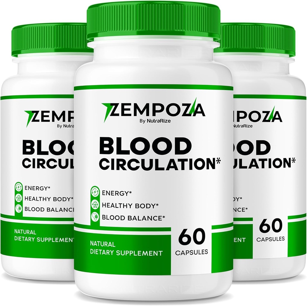 NutraRize (pakke af 3 Zempoza kapsler, Advanced Blood Support Formel, Alle naturlige supplement Opretholde sunde niveauer, Officiel for Samlet Wellness, Pastillas anmeldelser (180 kapsler)