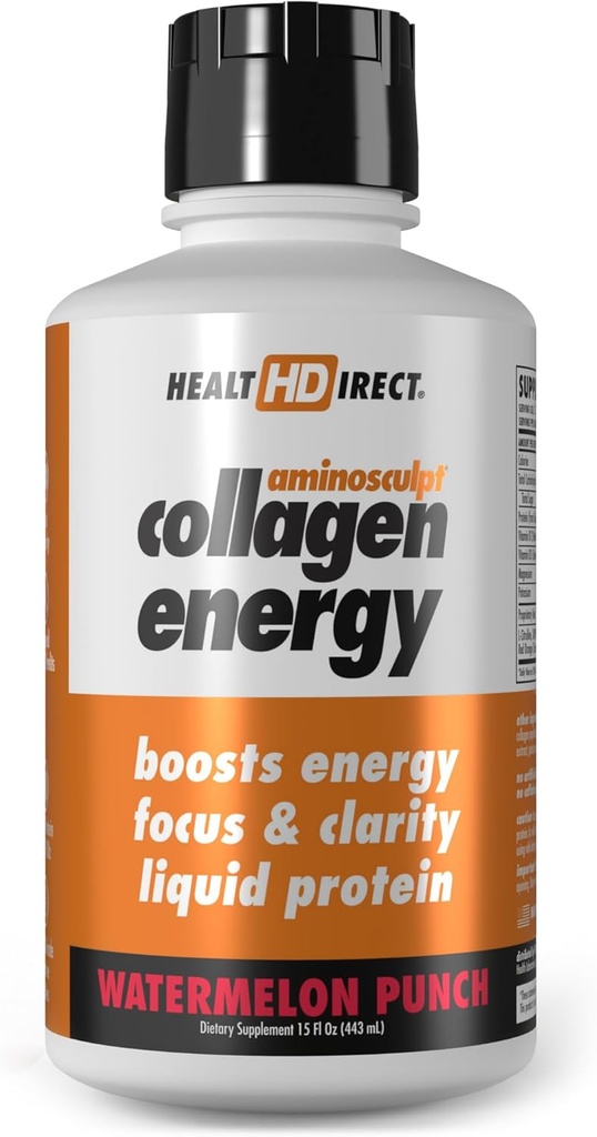 SUNDHEDSDIRECT Aminoshipt Collagen Energy, Watermelon Pomegranate 15 fl oz Liqu
