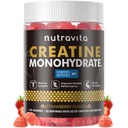 Nutravita Creatine Monohydrate Gummies for Mænd & Women- 5g Creatine Monohydrat per servering - Sukker fri, Vegan, Strawberry Flavor, 120 Greve