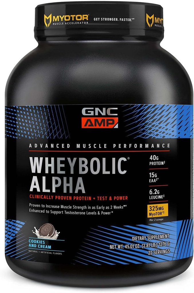 GNC AMP Wheybolsk Alpha med Myotor-Cookies og fløde (22 Servere)