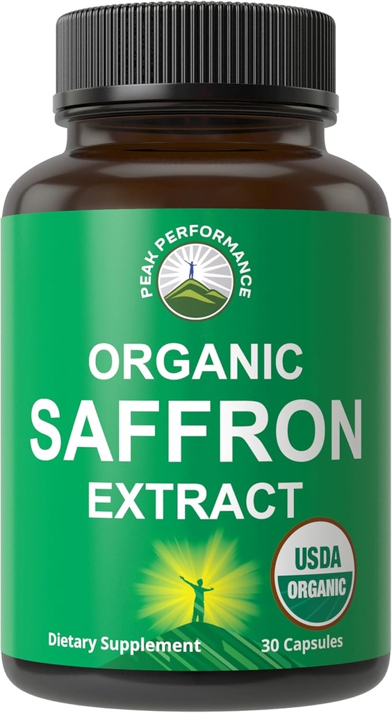 Saffron Kosttilskud - USDA Organic Saffron Extract kapsler til kvinder, mænd og kid. Med Organic Prebiotic Fiber I stedet for Filler. Ren og naturlig for mad, hjerne, fokus, cravings, PMS
