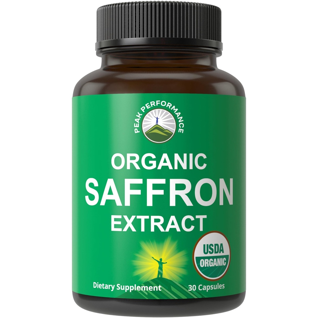 Saffron Kosttilskud - USDA Organic Saffron Extract kapsler til kvinder, mænd og kid. Med Organic Prebiotic Fiber I stedet for Filler. Ren og naturlig for mad, hjerne, fokus, cravings, PMS