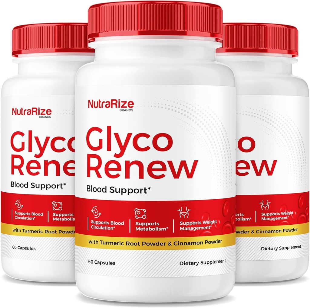 NutraRize (pakke af 3 Glyco Renew piller, Alle naturlige blod støtte Formel, Maksimal styrke supplement til at opretholde stabile niveauer, din rejse mod sundhed, officielle anmeldelser (180 kapsler)