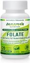 Bioactive Folate (L- 5- MTHF 1000mcg, Folate 1700mcg) - Brain & Mood Support, Easy- to- Swallow, 120 Veg kapsler