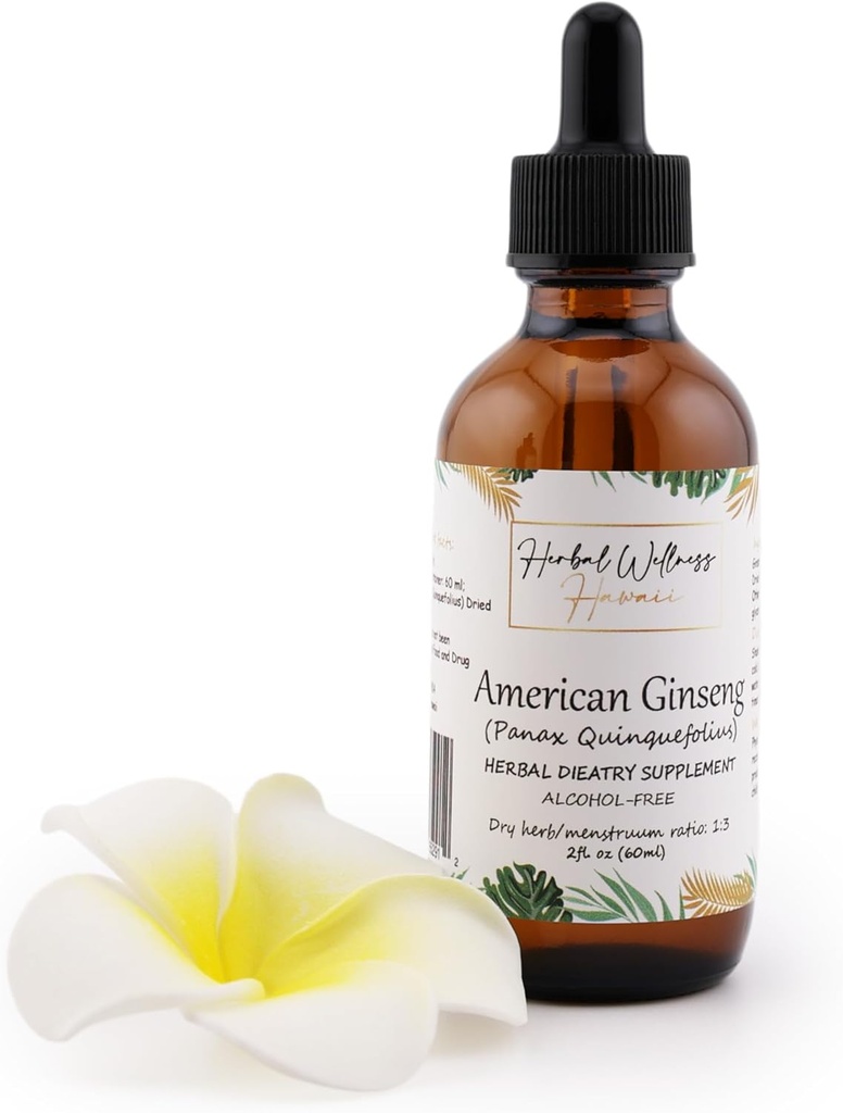 American Ginseng Liquid Extract (Panax Quinquefolius) - Kosttilskud til energi & immunforsvar, økologisk vegetabilsk glycerin, 2 Fl.oz