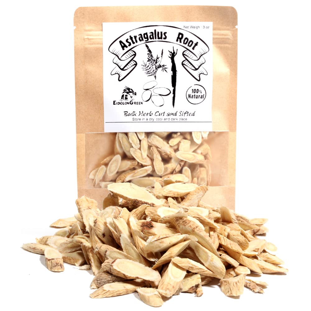 Astragalus root (Milkvetch / Huangqi / Mezzogiorno / Mezzogiorno) Astragalus Root Sliced Raw, Tørret Bulk Herbs 3Oz (88g)