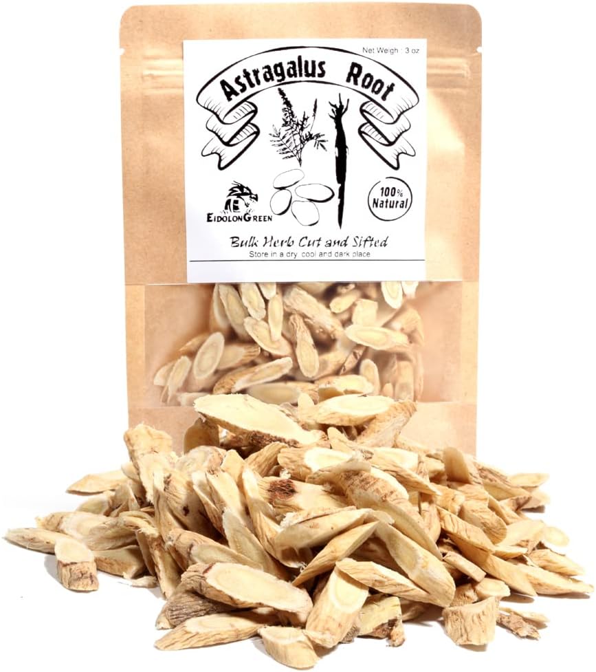 Astragalus root (Milkvetch / Huangqi / Mezzogiorno / Mezzogiorno) Astragalus Root Sliced Raw, Tørret Bulk Herbs 3Oz (88g)