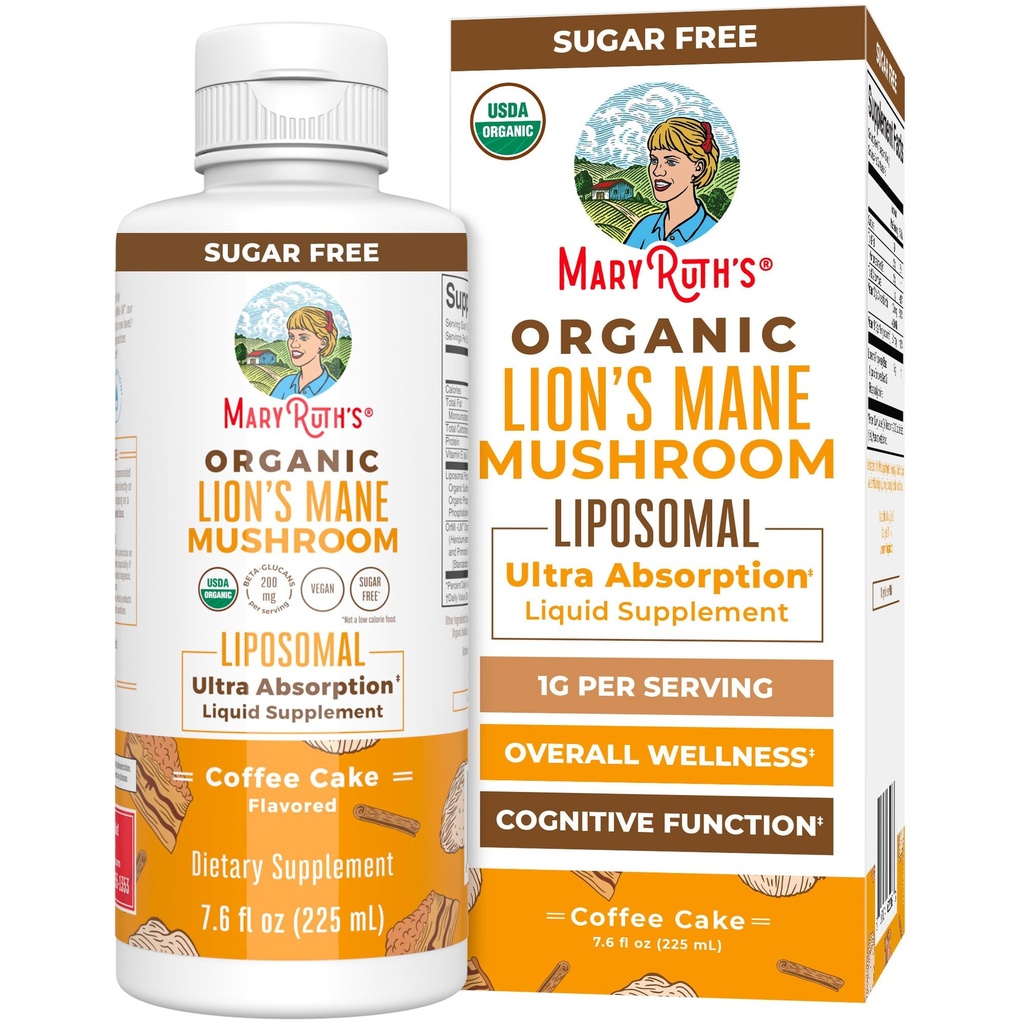 MaryRuth Organics Lions Mane Supplements 124; Ultra Absorption Liposomal