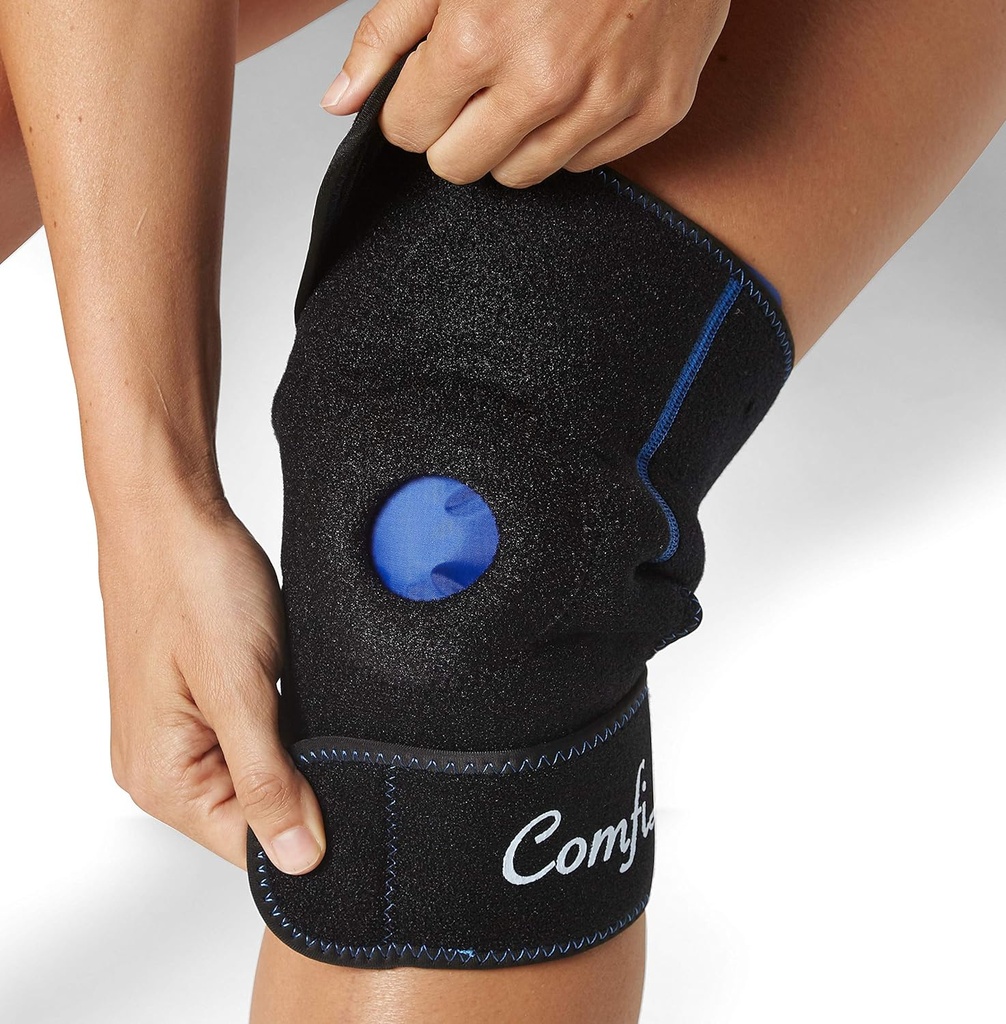 ComfiLife Knee Ice Pack med Wrap Genbrugelig Hot & Cold Therapy Gel Pack Justerbar kompression støtte til skader, smerte, kirurgi, arthritis, meniscus og mere