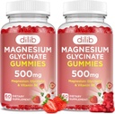 Magnesium Glycinat Gummies 500 mg til voksne og børn Magnesium tillæg med vitamin B6-Natural Calm Gummies- Calm Mood, Muscle & Sleep Support- Strawberry Flavor, 120 Gummies