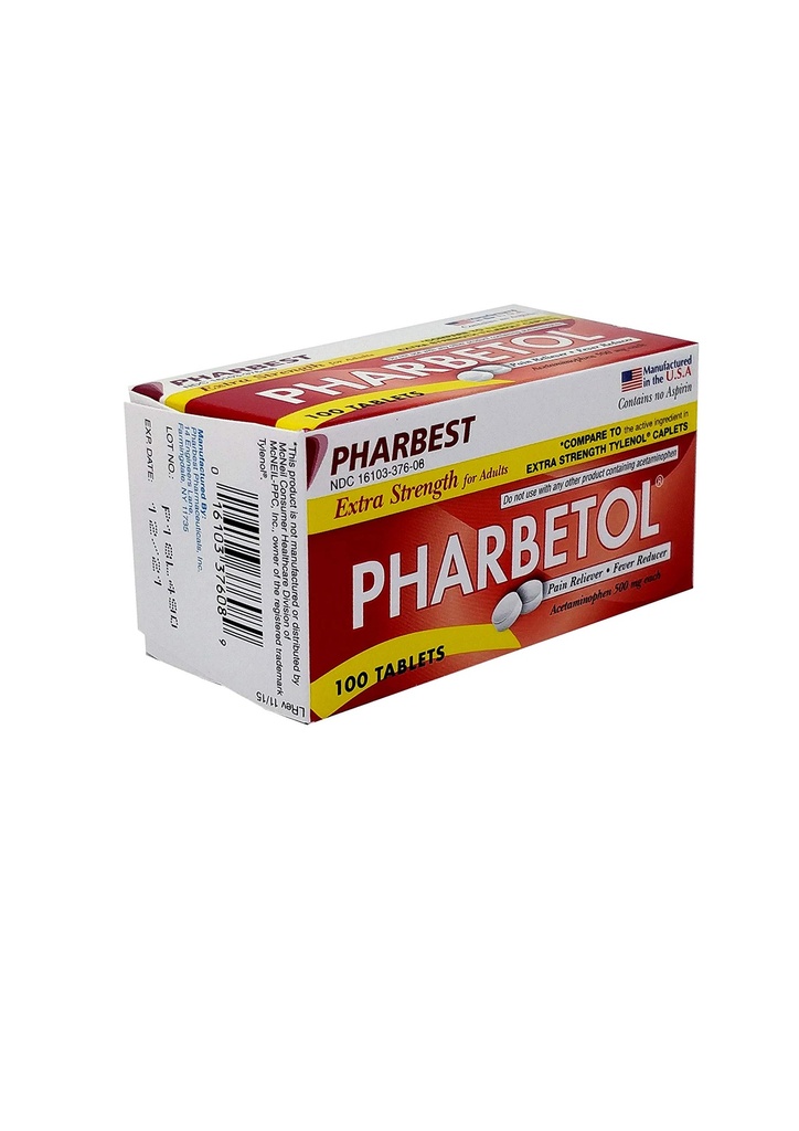 Pharbetol 500 mg ekstra styrketabletter 100 greve (Generisk Ekstra Styrke)