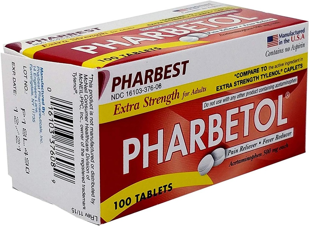Pharbetol 500 mg ekstra styrketabletter 100 greve (Generisk Ekstra Styrke)