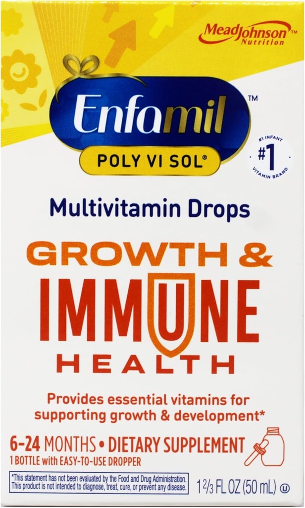 Enfamil prenatals & baby vitaminer Poly- Vi- Sol med jern multivitamin supplement dråber til spædbørn og tandlæger, Frugt, 50 ml