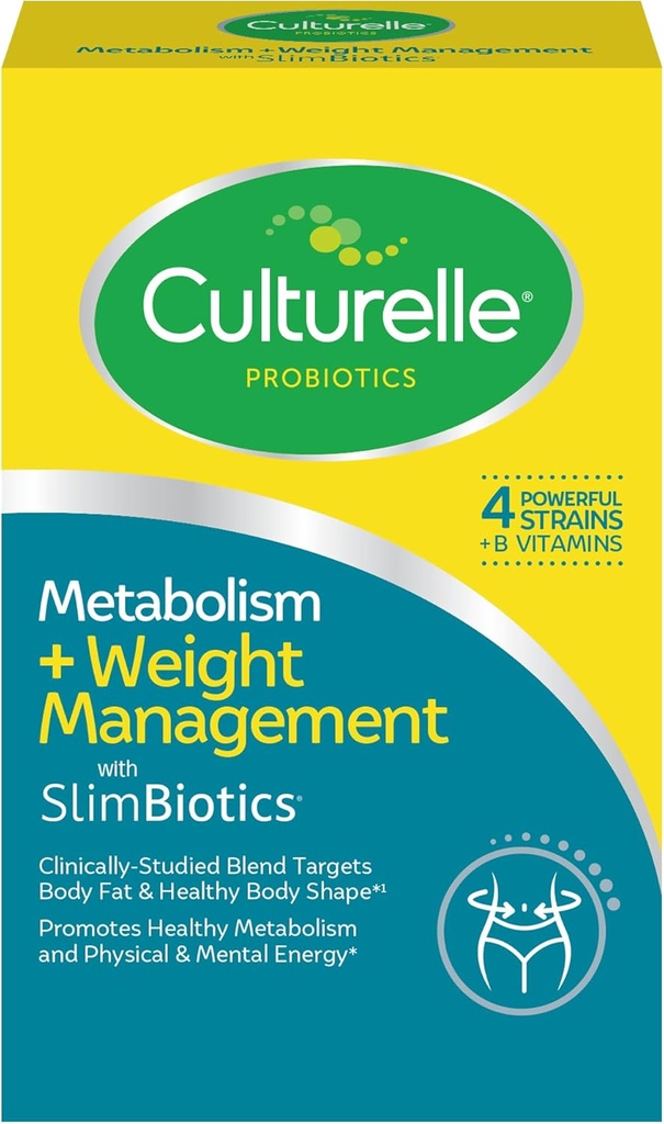 Culturelle Metabolisme + Vægt Management med SlimBiotics ® Probiotiske kapsler - 30 Greve - Hjælper sikkert Administrer vægt - fremmer sund metabolisme og fysisk & mental energi