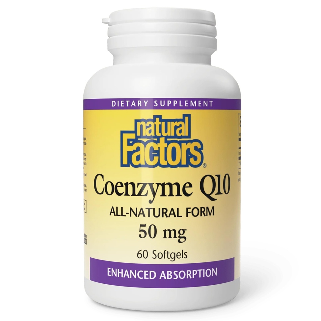 Naturlige faktorer Coenzym Q10 - Antioxidant Support Understøtter Cellular Energy Production - Bedre Absorption Aids Sund hjertefunktion - 50 mg, 60 Softgels (60 Servere)