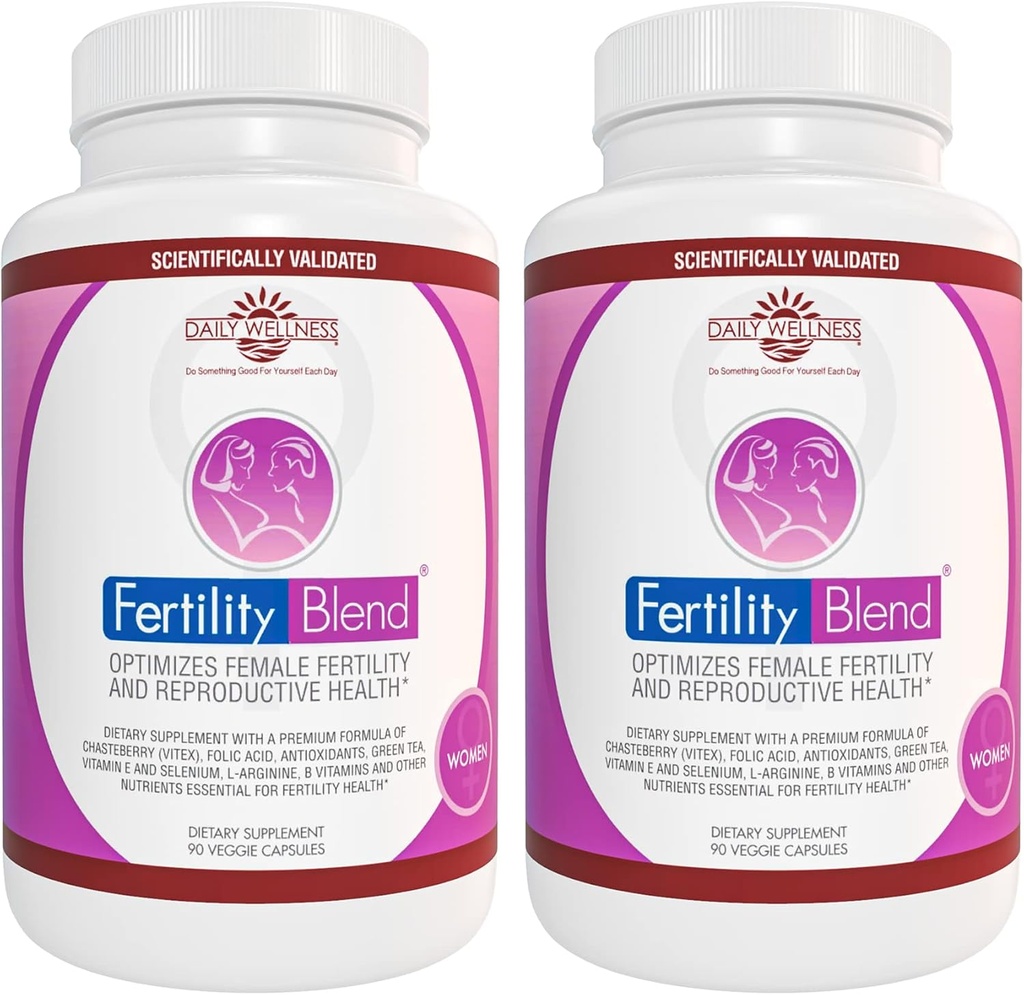 Daglig Wellness Fertilitet Blend for kvinder - Fertilitet Kosttilskud til kvinder, Konception Fertilitet Prenatal Vitaminer, Forsøger at conceive Progesteron Kosttilskud, Cykel Support Conception Pills - 2 Pack
