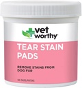Vet Worthy Tear Stain Pads til hunde - Løsning gennemblødte pads - Fjern søskende fra hunde Fur - blid og sikker - 90 Pads.