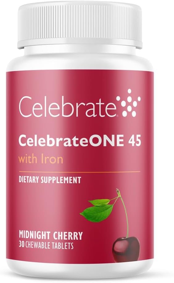 Celebrate Vitamin CelebrateONE 45 Chewables, 45mg Jern - En gang daglig Bariatric Multivitamin, Essential Vitamin & Minerals - Gastric bypass & Sleeve Gastrectomy Supplement - Cherry (30 tabletter)