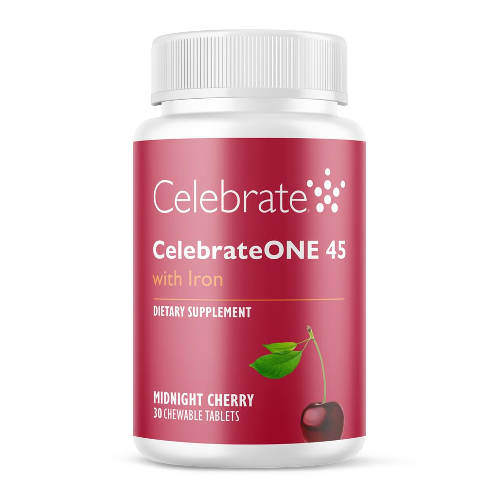 Celebrate Vitamin CelebrateONE 45 Chewables, 45mg Jern - En gang daglig Bariatric Multivitamin, Essential Vitamin & Minerals - Gastric bypass & Sleeve Gastrectomy Supplement - Cherry (30 tabletter)